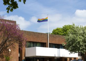 Rainbow flag Sussex House 1