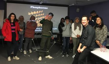 Dr Hare with students