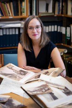 Sarah French with Annie Brassey's photograph collection