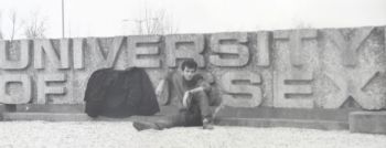 Lucio Picci with a cheeky snap of the Sussex sign in 1987