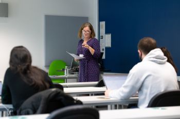 Teaching in Fulton building classroom