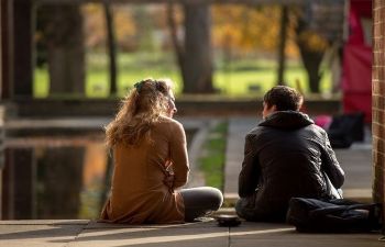 People sitting together on campus