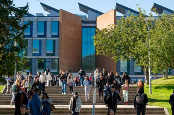 Students infront of Business School
