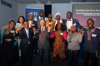 Dr Mo Ibrahim, founder of the Mo Ibrahim Foundation, pictured with the Interim Vice-Chancellor and some of our African students
