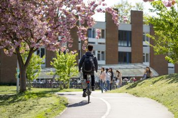 Cyclist on campus