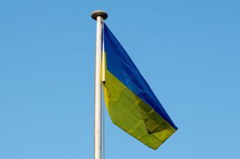 Ukraine flag flying from Sussex House