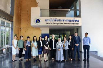 Professor Sasha Roseneil with partners and alumni at the Institute for Population and Social Research in Mahidol University