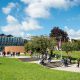 Image of the Sussex Uni original campus, centred on the Library