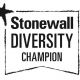 Black text that reads Stonewall Diversity Champion. It has a white background.