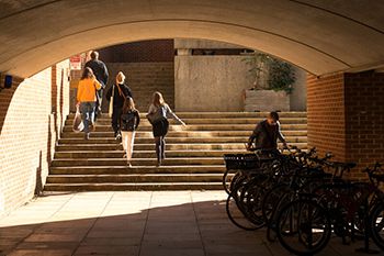 Image of campus by the stairs at Pevensey