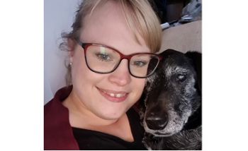 Sara with her dog, Alex