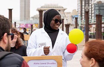 Researcher presenting at Soapbox Science 2025