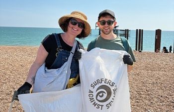 Staff from the Student Advice and Guidance team on Brighton beach