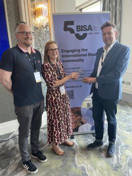Peter Newell with his award at the 2025 BISA conference in Belfast