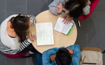 Students around a table