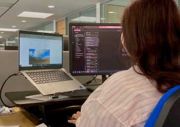 Working at a computer