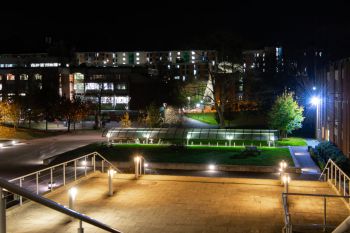 Campus lit up at night