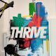 A photo of a wall graphic that says 'Thrive' in Active Arches workout space on the University of Sussex campus