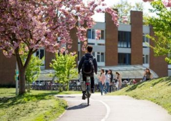 Cyclist on campus