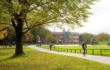 People walking on campus