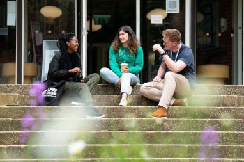 Students on campus at the University of Sussex
