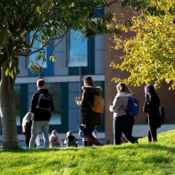 Students walking on campus