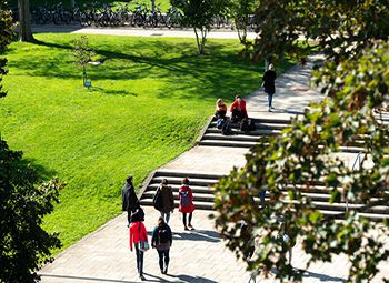 Photograph of students walking on University campus