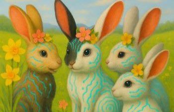 Image of bunnies in a field generated using Co-Pilot