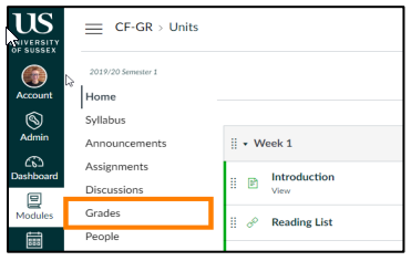 A screenshot of a page with an orange colored rectangle highlighting the part of the tutorial which states 'Grades'