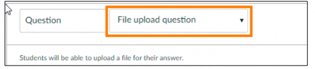 A screenshot of a page with an orange colored rectangle highlighting, 'File Upload Question.'