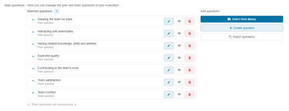 The question area with options