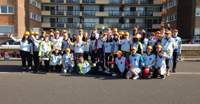  A photo of the volunteers who were helping at the Mile 14 water station at Brighton Marathon 2017